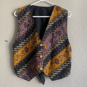 Colorful Patterned Button-Up Vest